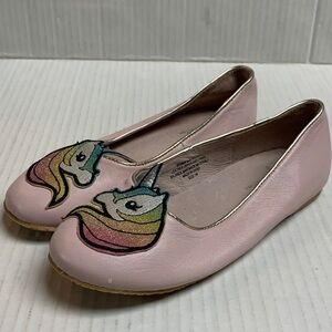 Chasing Fireflies Pink Leather Unicorn Ballet Flats Size 1M